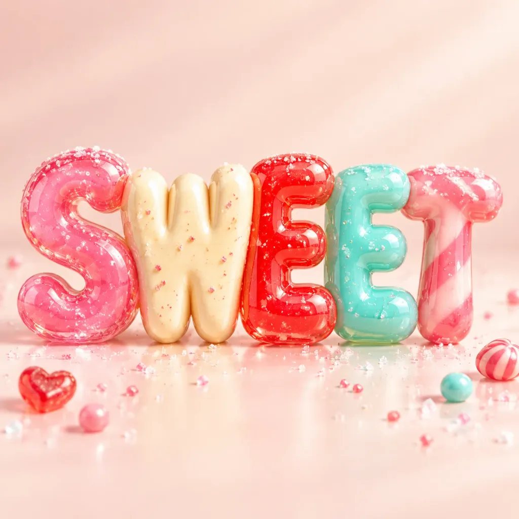 Glossy Edible Candy 3D Word Render