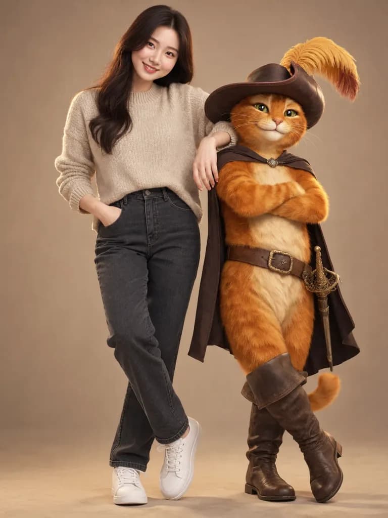 アニメキャラクターとのスタジオファッションポートレート