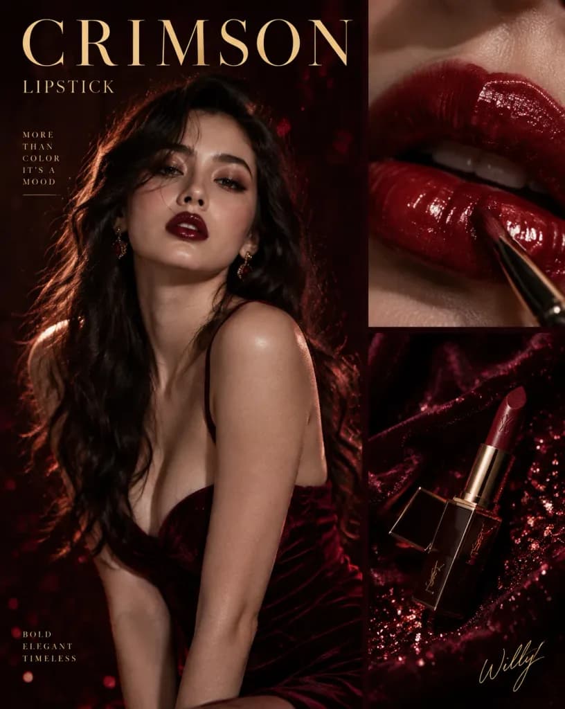 Burgundy Velvet Luxury Beauty Editorial Spread