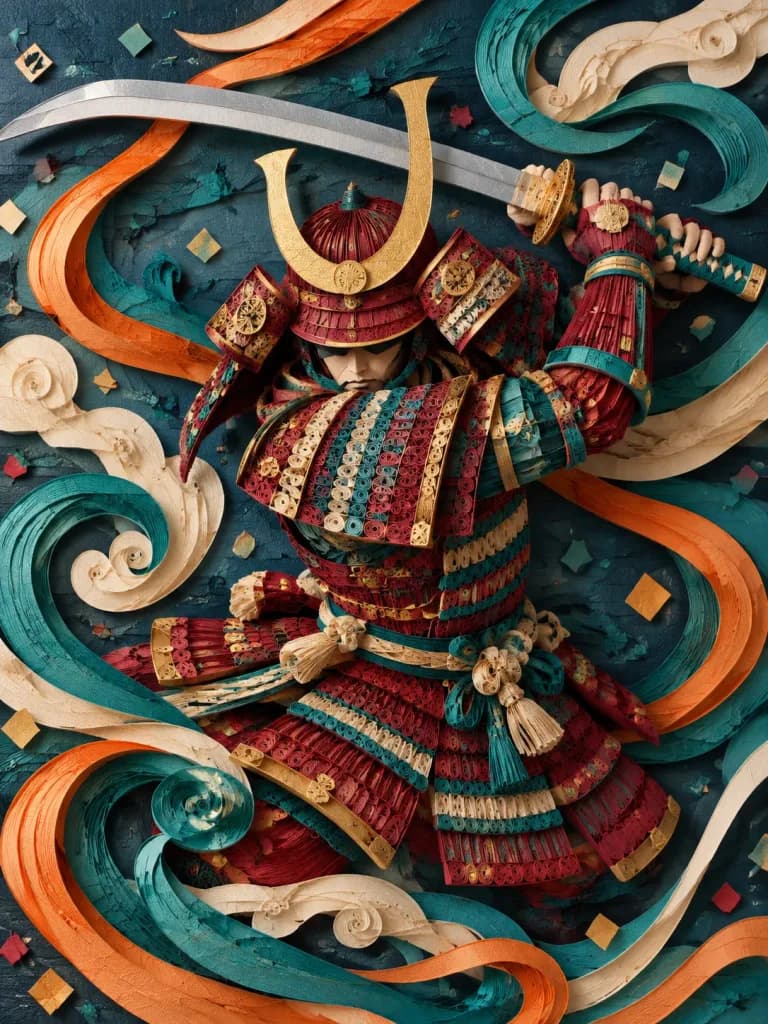 3D 페이퍼 퀼링 사무라이 무사