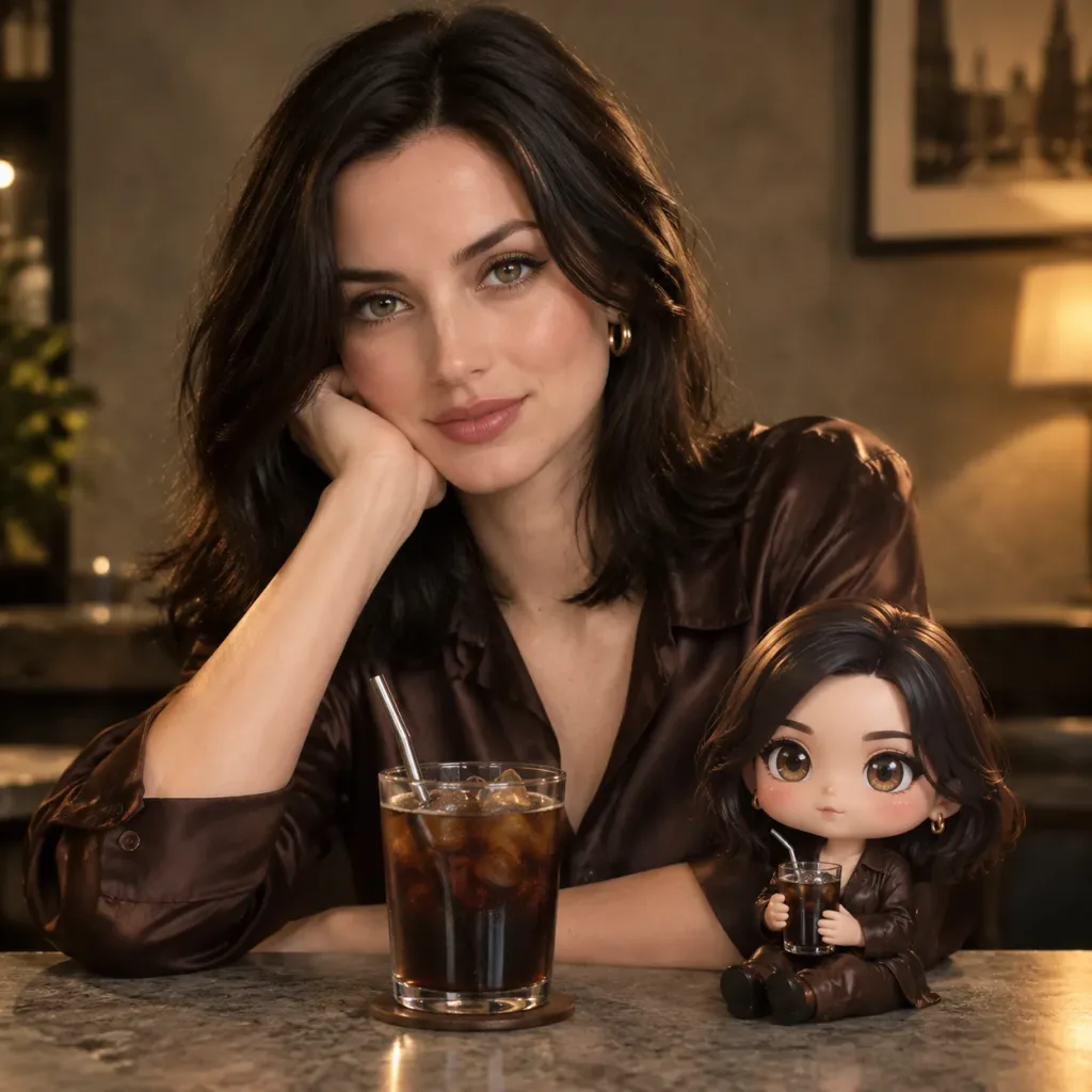 Celebrity Portrait with Miniature Chibi Figurine