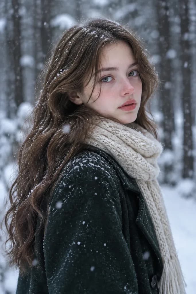雪林纯艺术冬季人像