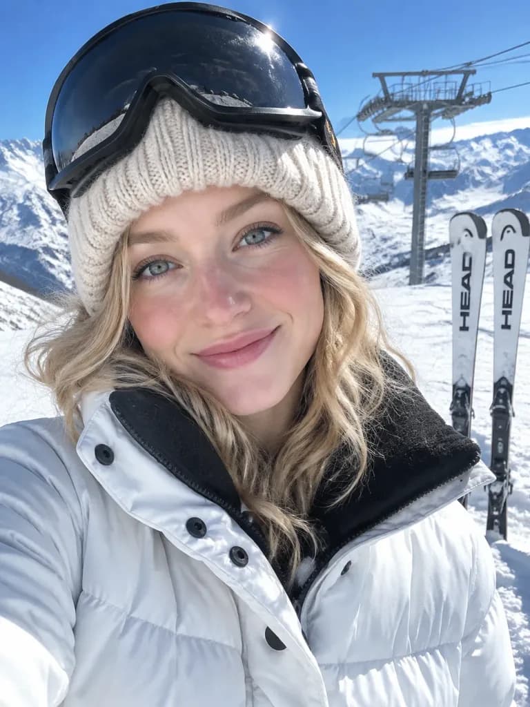 シドニー・スウィーニーの雪山スキー自撮り
