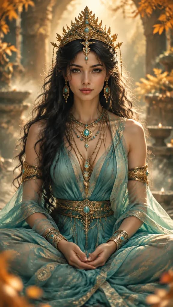 Divine Goddess in Turquoise Silk