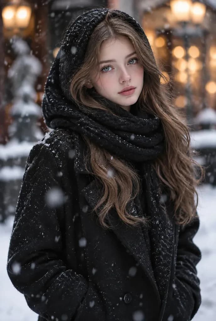 Cinematic Winter Portrait in Snow