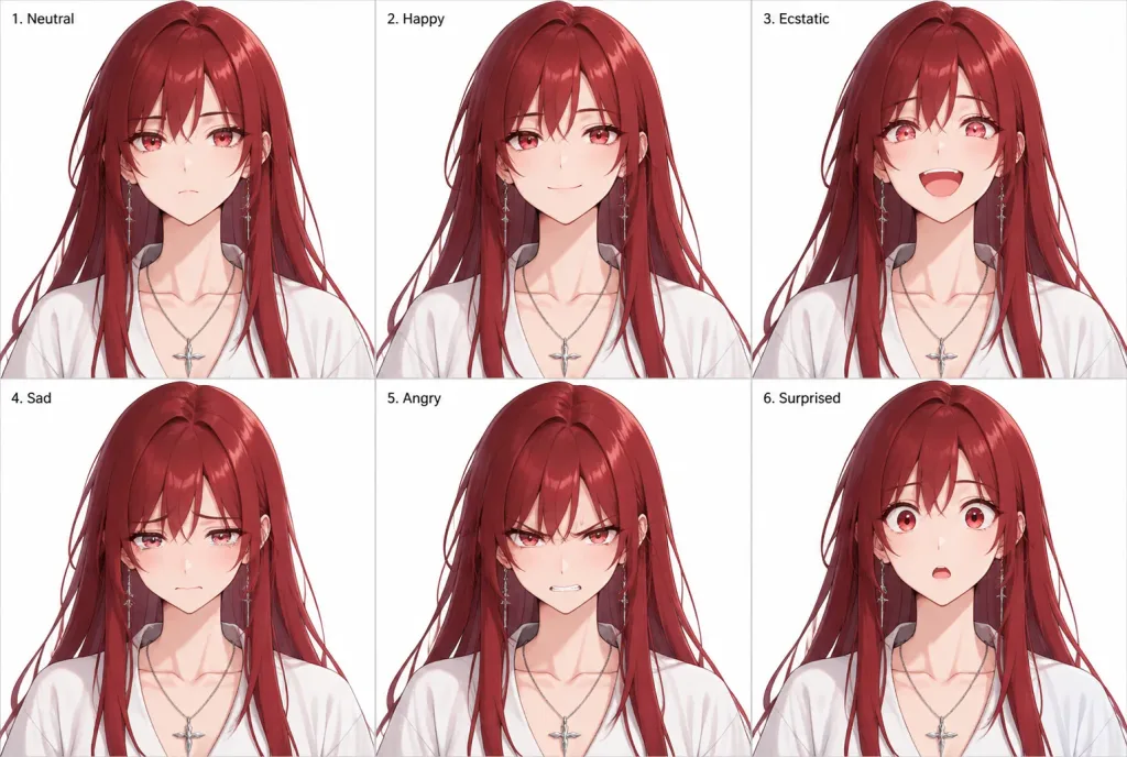 Anime Character Expression Variation Sheet