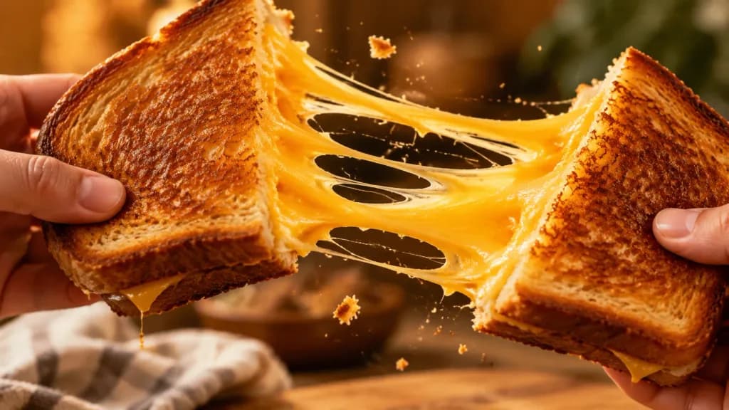 Pulling Apart a Grilled Cheese Sandwich