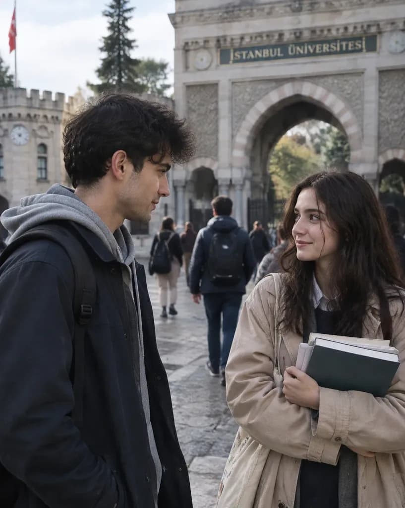Candid University Gate Romance Film Still