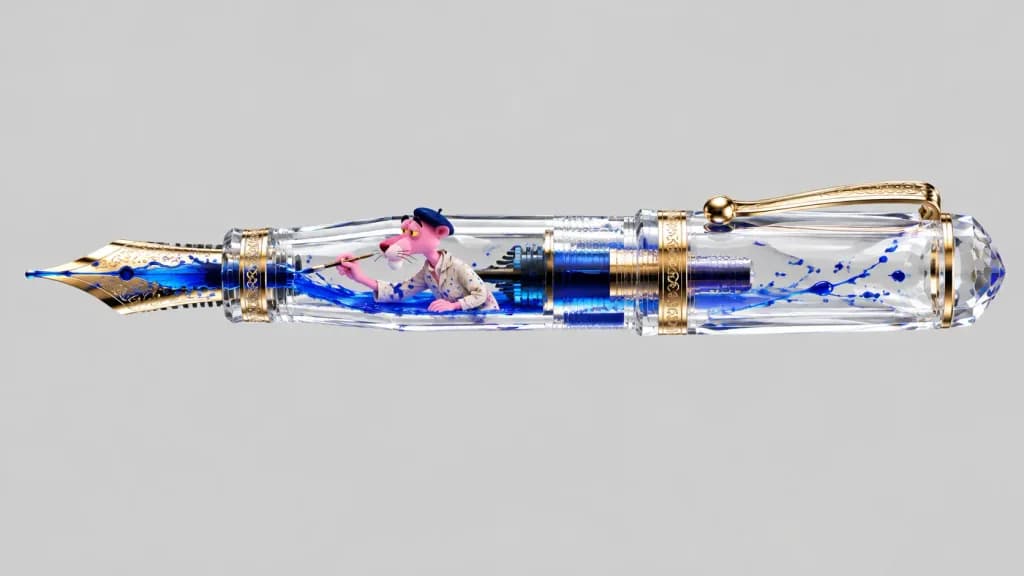 Crystal Fountain Pen with Miniature Painter