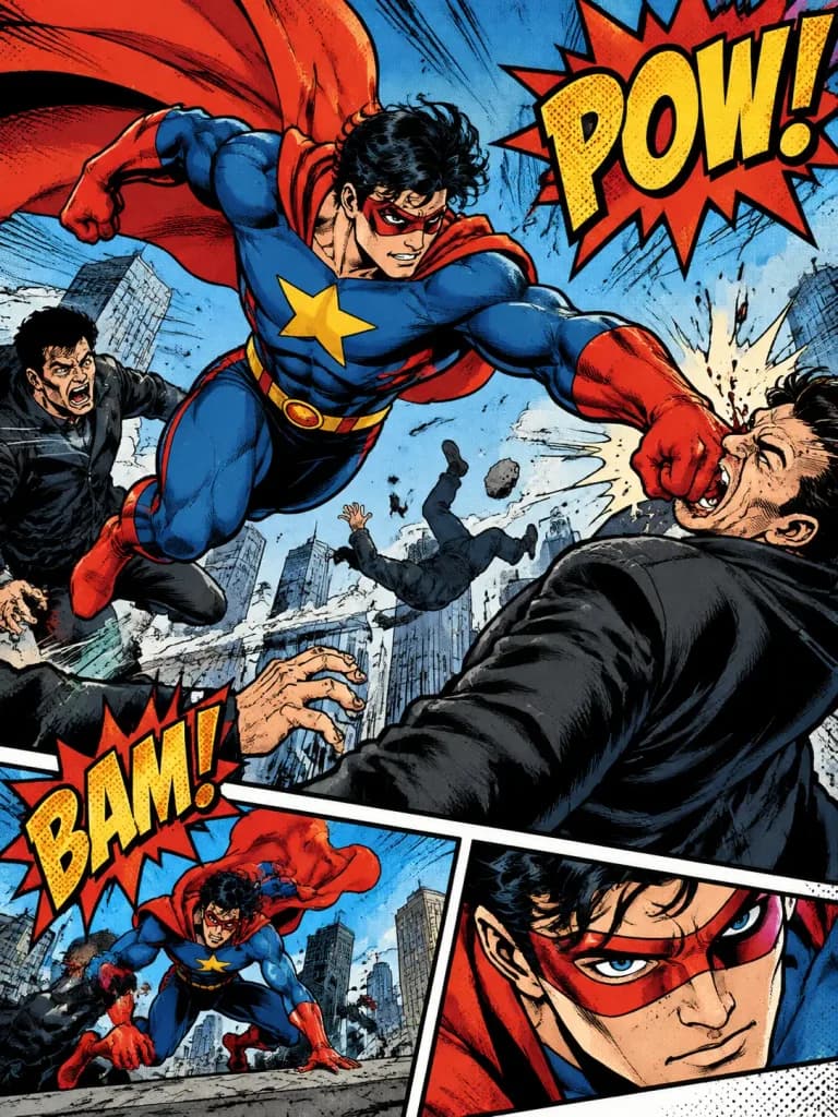 High Energy Comic Book Action Panel
