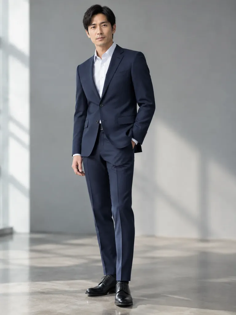 Japanese Male Model in Tailored Suit