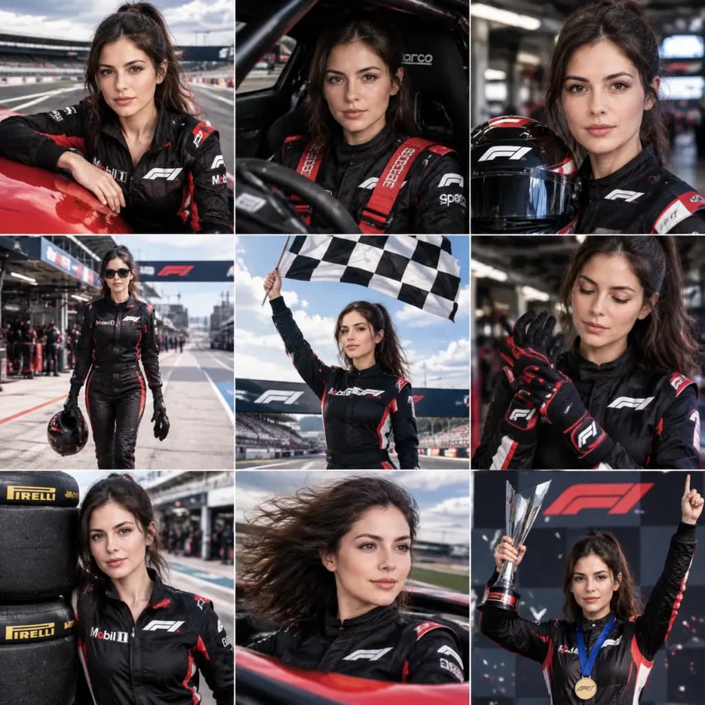 Motorsport Glamour 3x3 Photo Collage