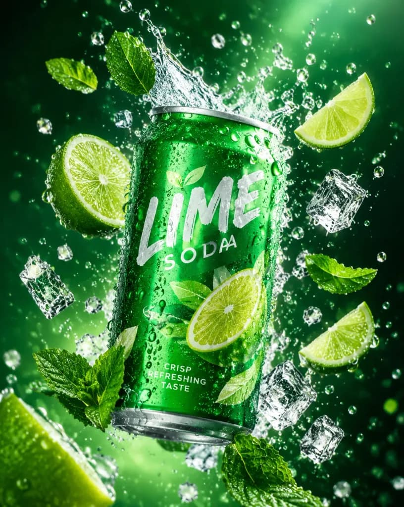 Exploding Lime Soda Can Product Shot