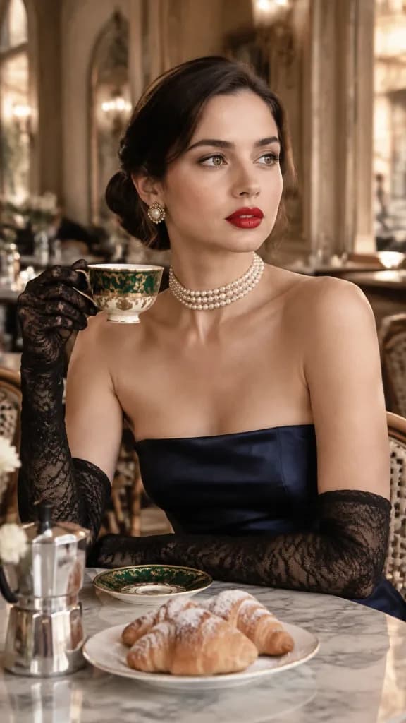 Portrait glamour du vieil Hollywood dans un café rétro