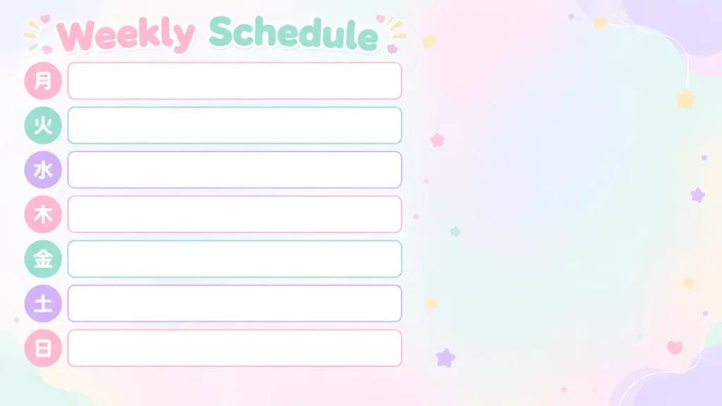 Пастельный шаблон расписания недели для VTuber