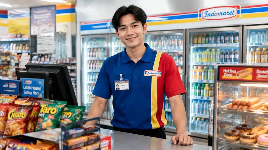 Friendly Convenience Store Clerk Behind Counter