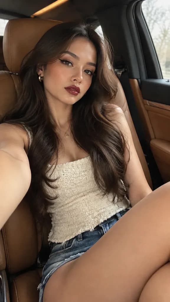 Luxury Car Interior Aesthetic Selfie
