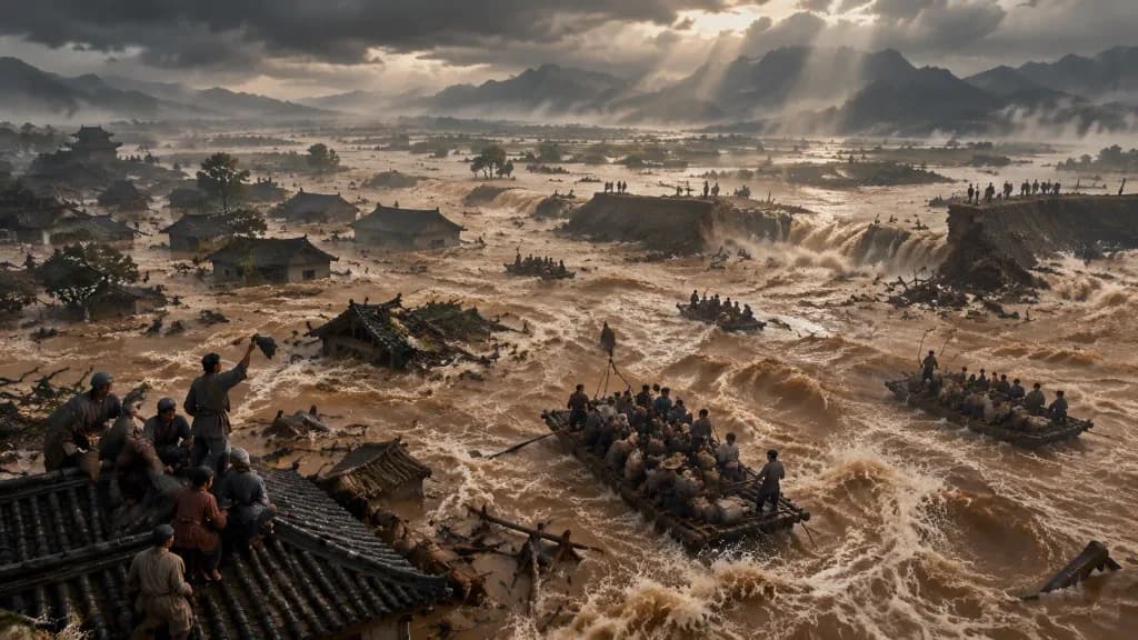 Aerial View of Yellow River Flood