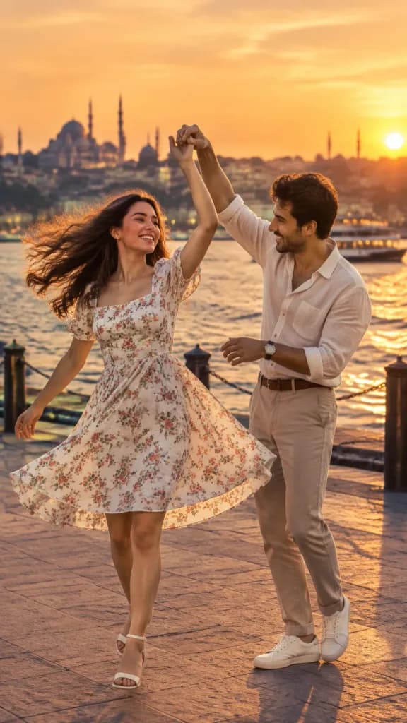 Couple Dancing at Bosphorus Sunset