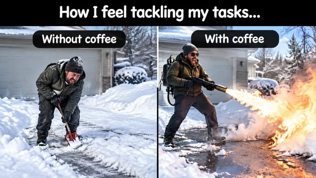 Tackling Tasks With and Without Coffee Meme