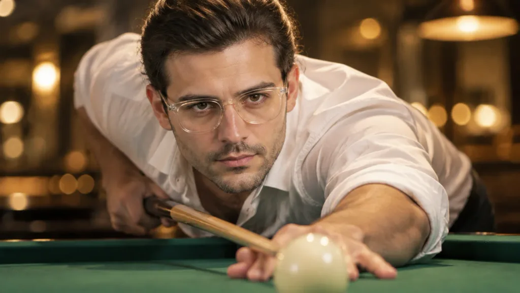 Focused Billiards Player Cinematic Shot