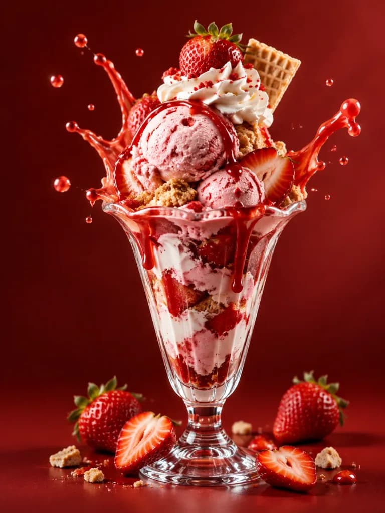 Gourmet Ice Cream Sundae Advertising Poster