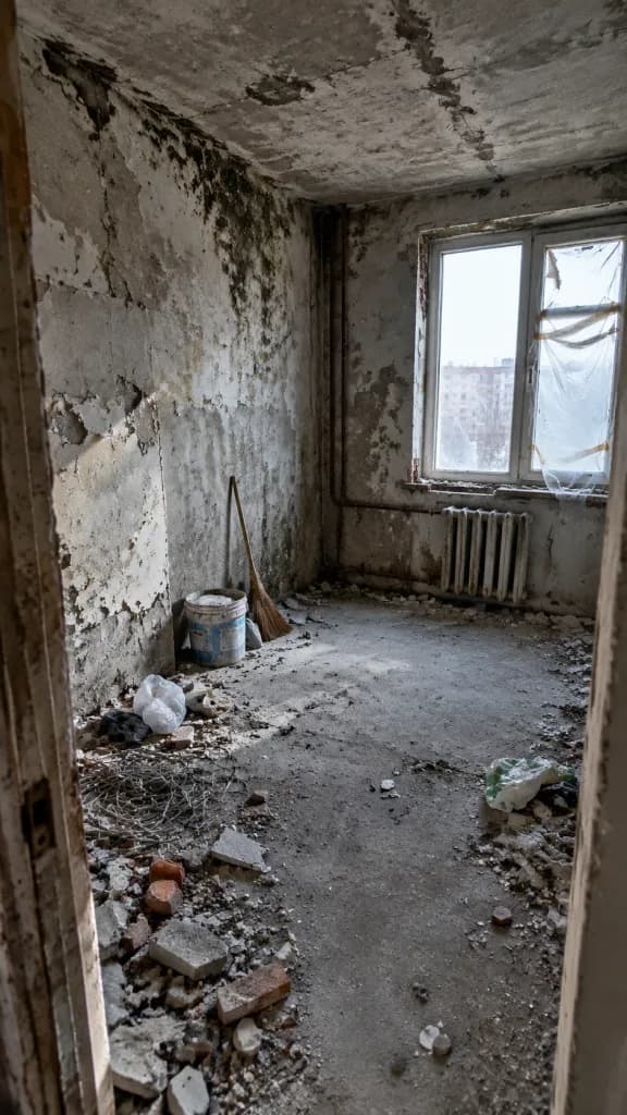 Raw Unfinished Apartment Before Renovation