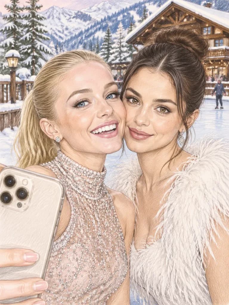 Celebrity Winter Resort Selfie Sketch