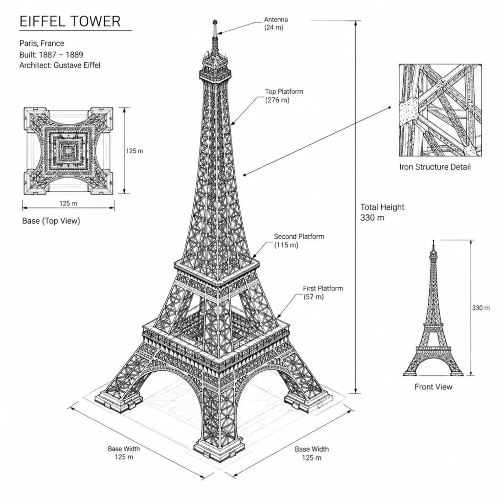 Hand-Drawn Isometric Landmark Schematic