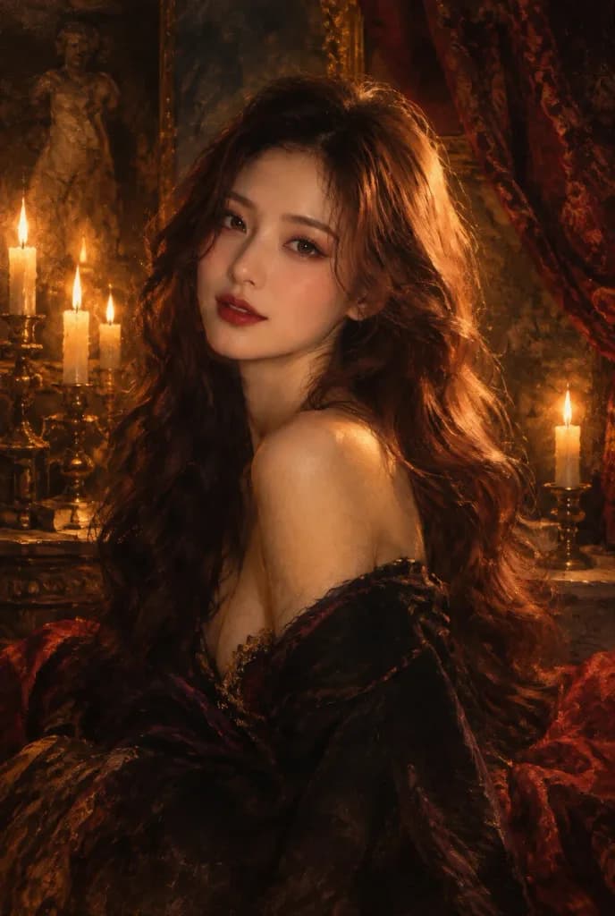Baroque Candlelight Oil Portrait