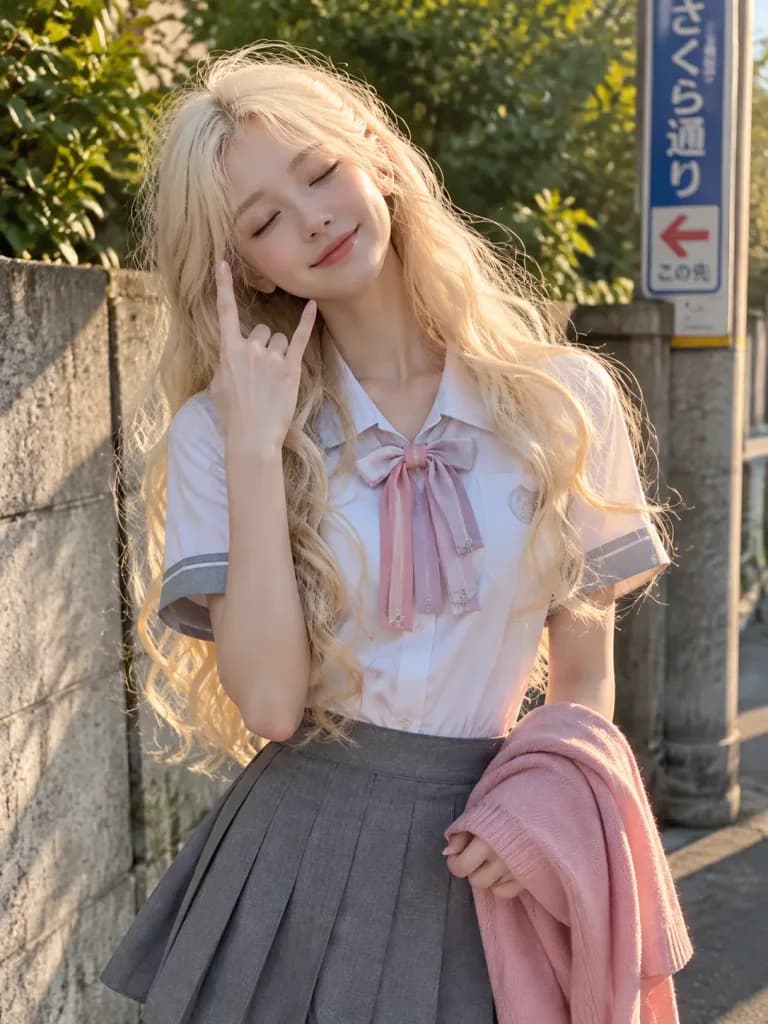Ritratto di Studentessa nell'Ora d'Oro con Segno Rock