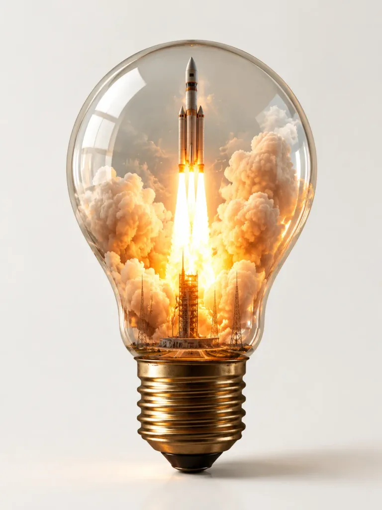 Rocket Launch Inside a Glass Lightbulb