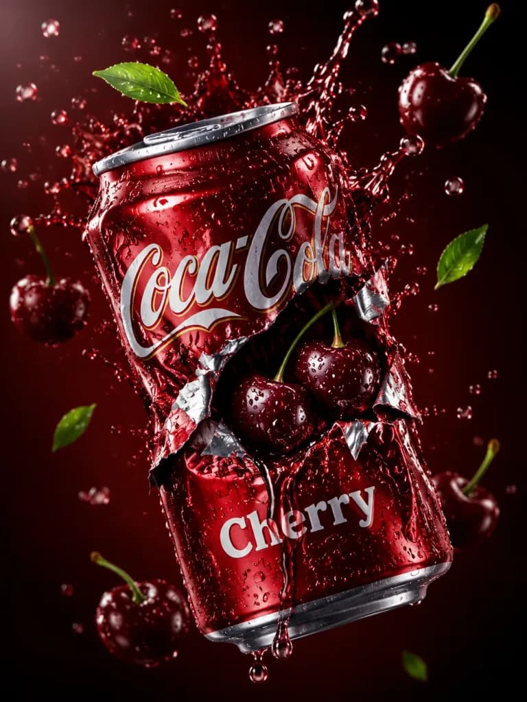 Exploding Cherry Soda Can Splash