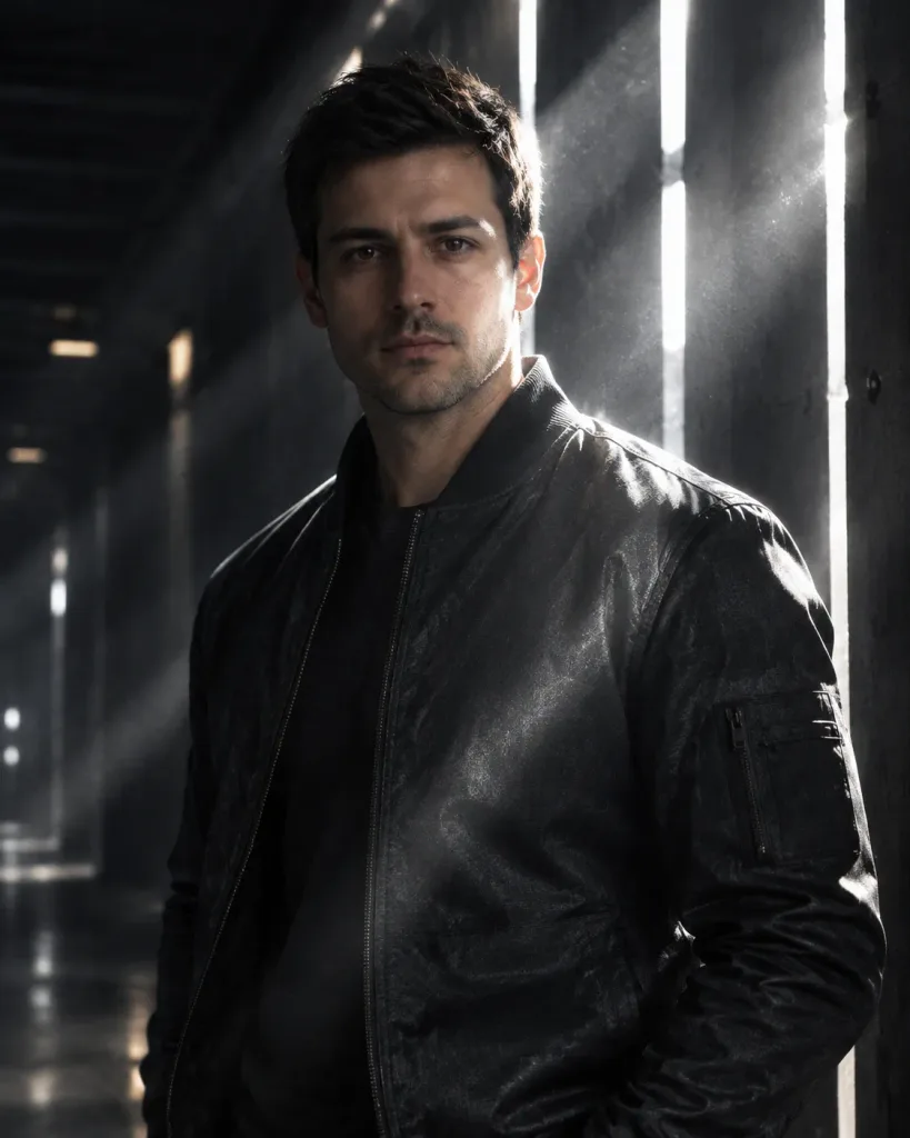 Futuristic Underground Corridor Chiaroscuro Portrait