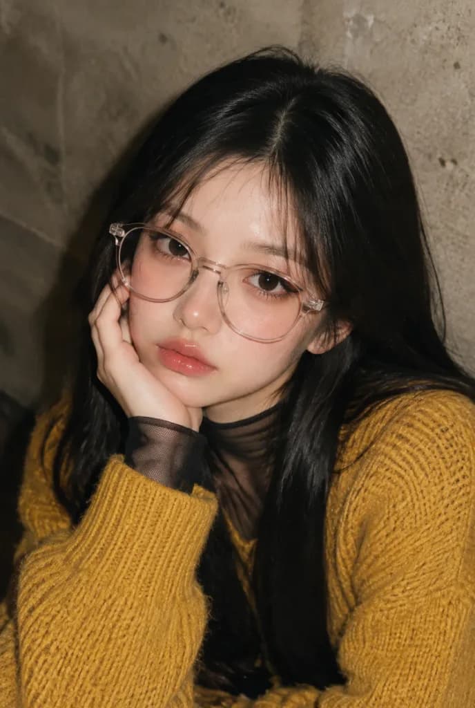 Editorial Portrait in Mustard Knitted Sweater
