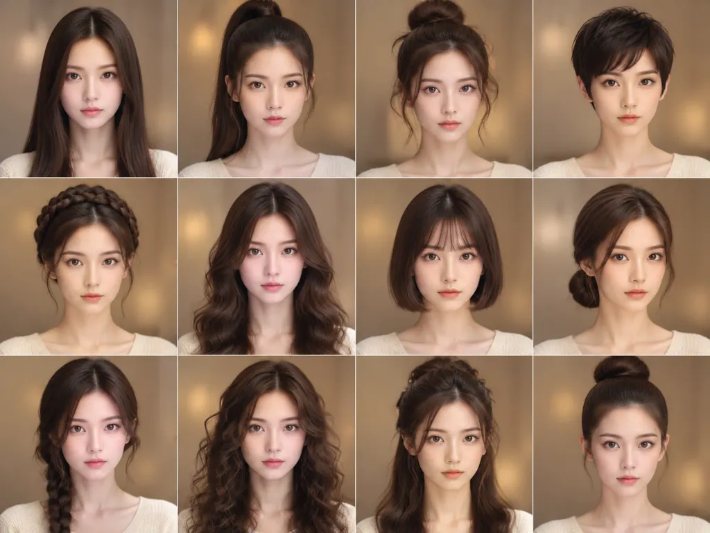 Collage de Portraits Comparatif de Coiffures