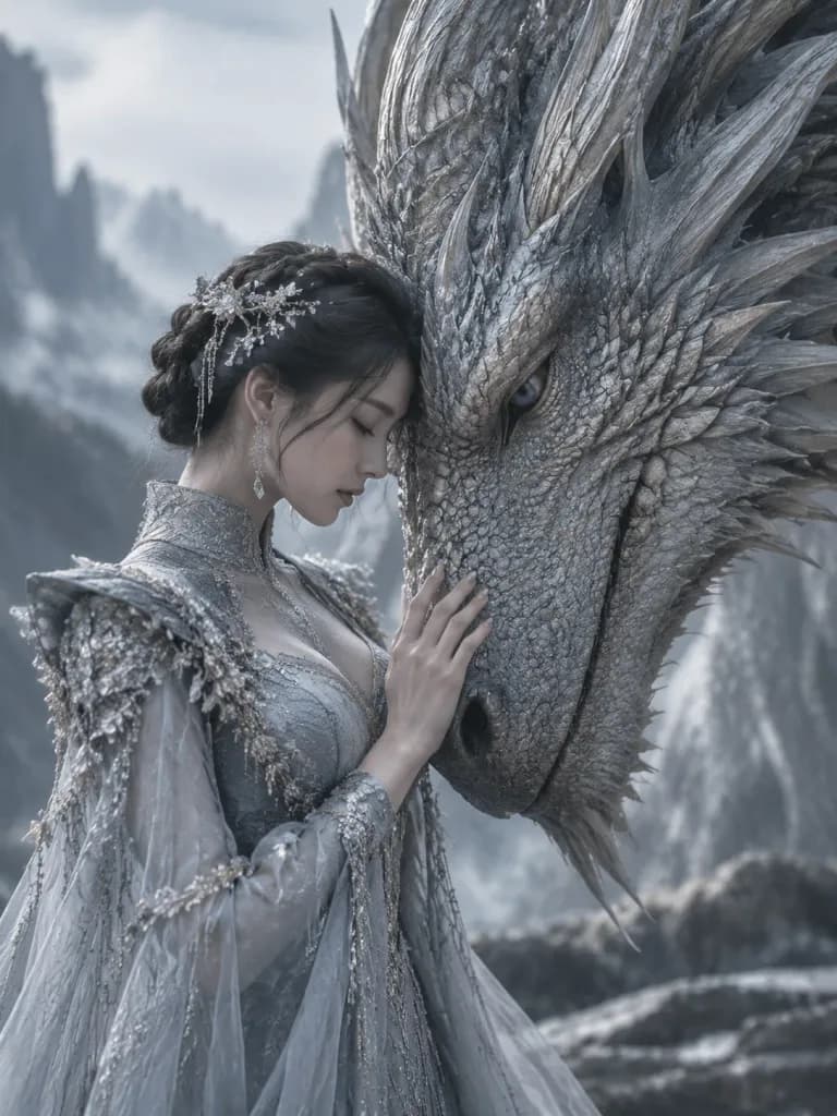 Couture Gown Woman with Dragon