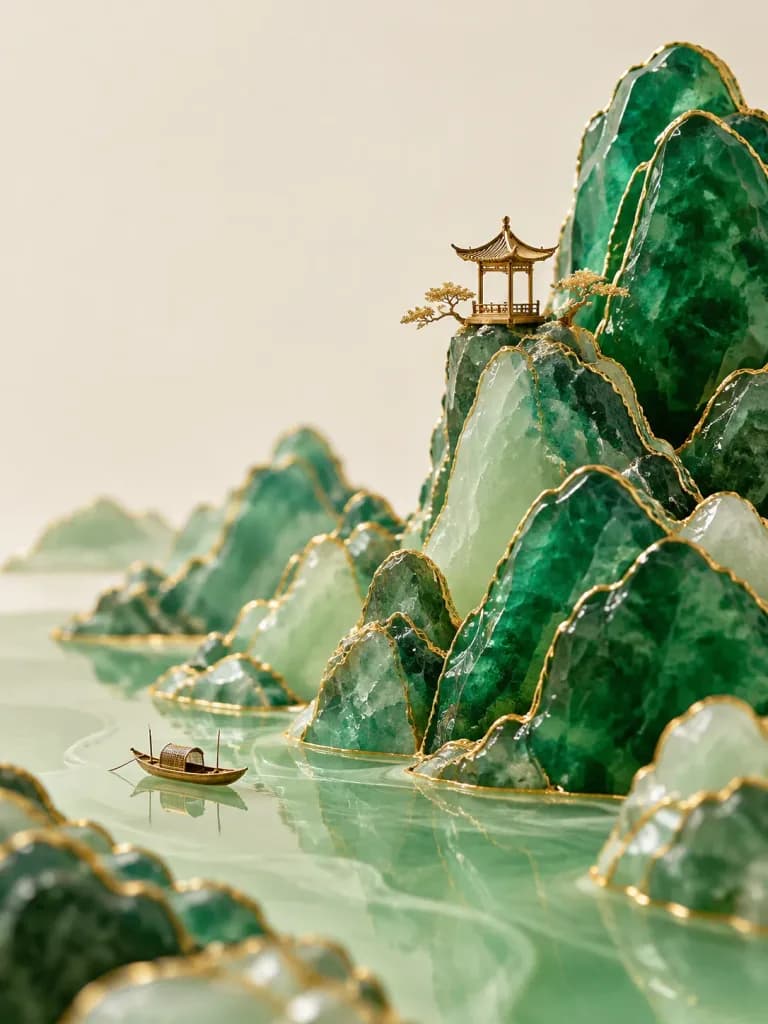 Miniature Jade Chinese Landscape Sculpture