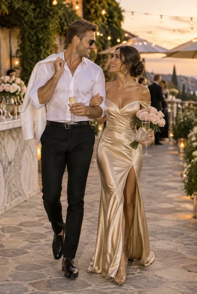 Mediterranean Evening Cocktail Couple Portrait