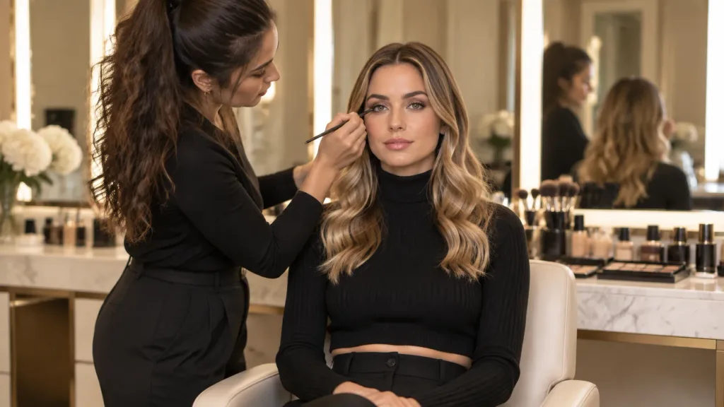 Celebrity Makeup Session in Luxury Salon