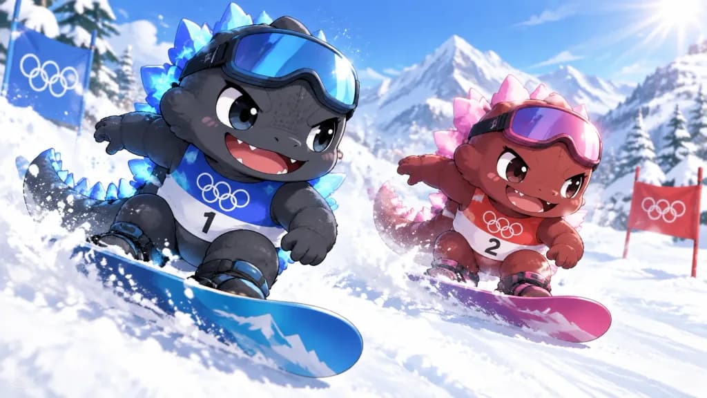 Chibi Goji Winter Olympic Snowboarding