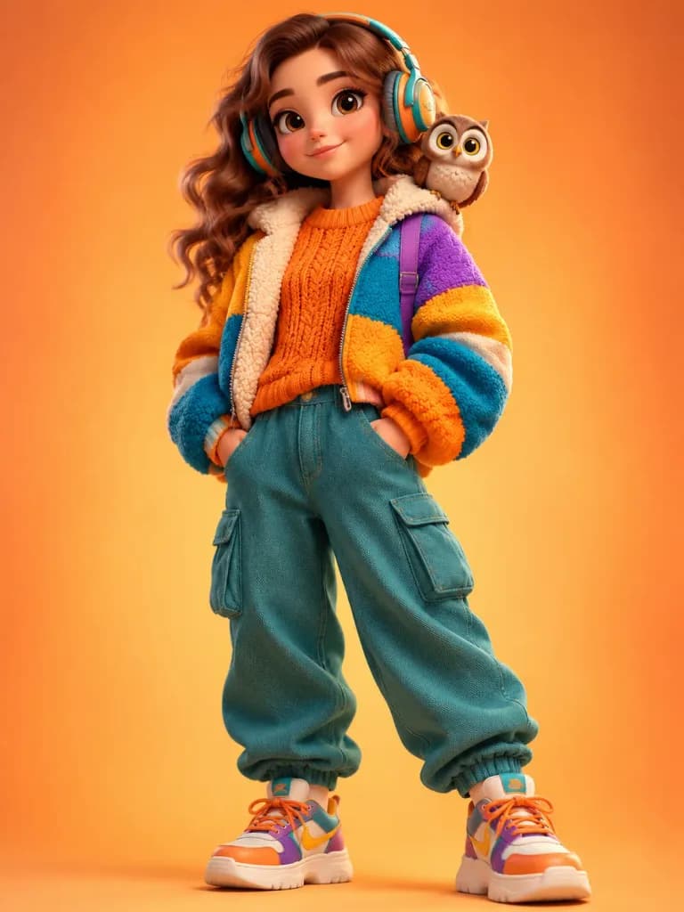 Personaggio 3D Stilizzato con Cucciolo