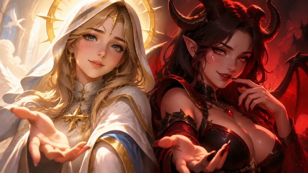 Saint and Demon Dual Character Concept