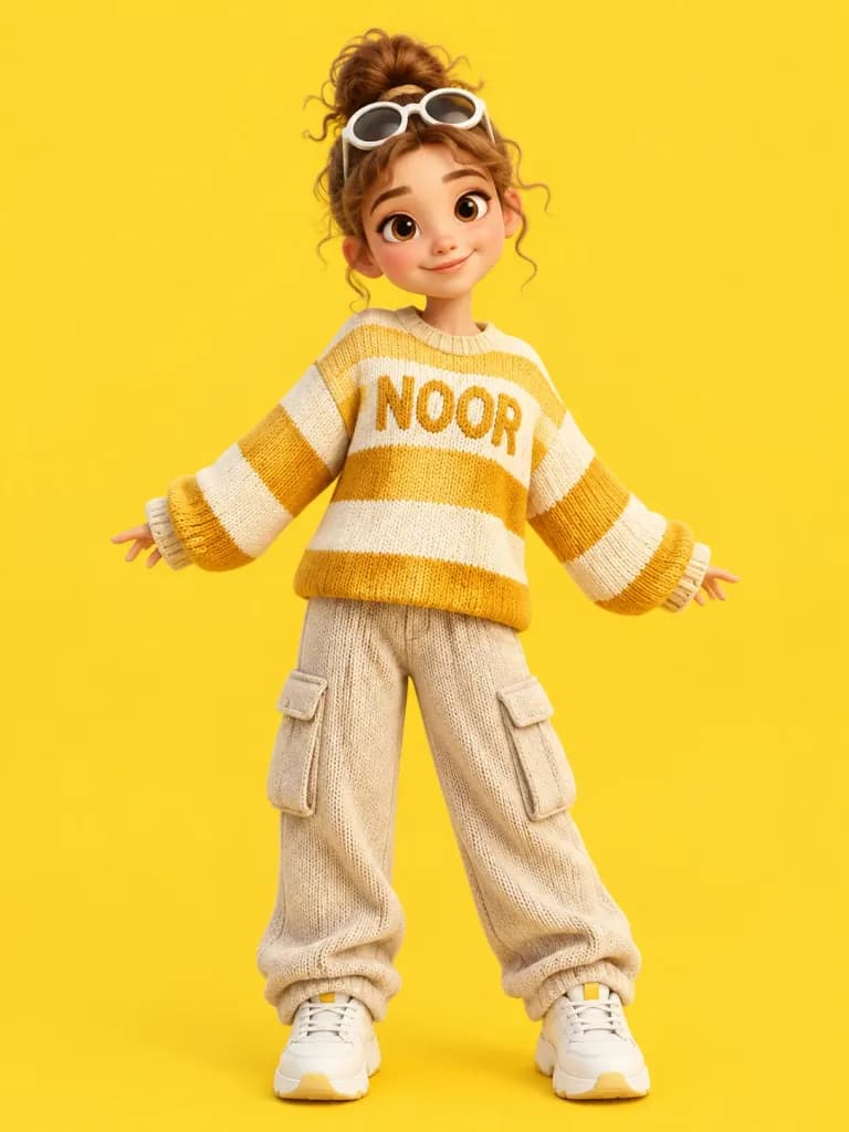3D Cartoon Girl in Knitted Sweater