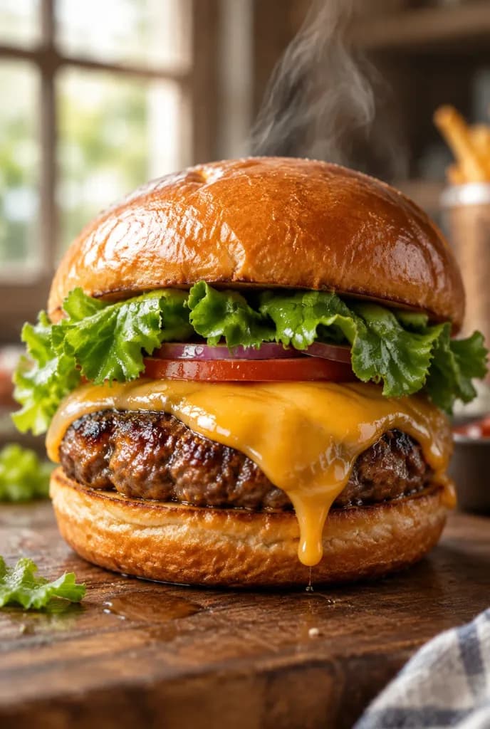 Macro Juicy Beef Burger Food Photography