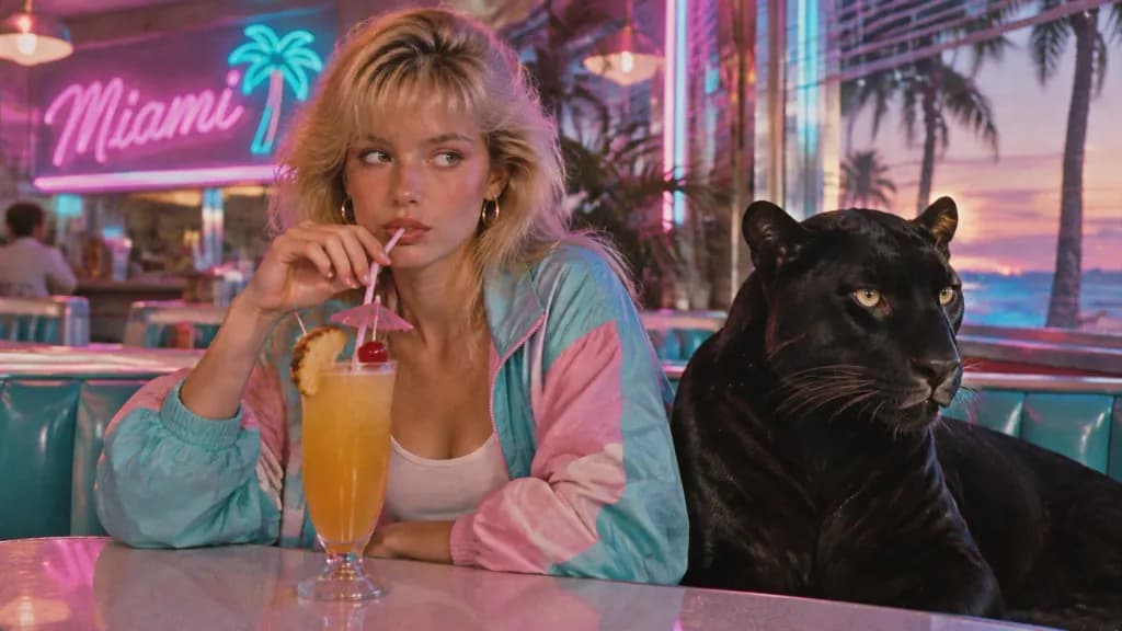 80s Miami Diner with Panther
