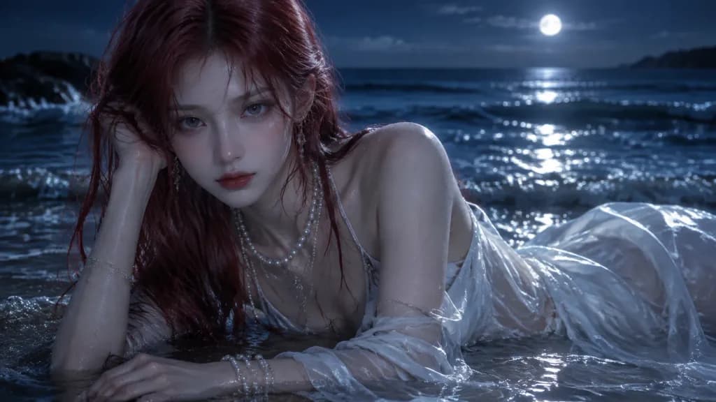 月光海浪時尚人像