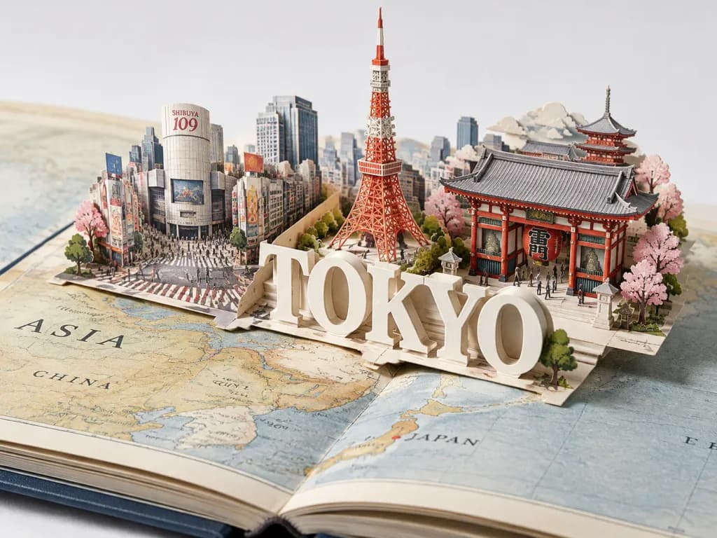 Pop-Up Atlas Papercraft City Scene