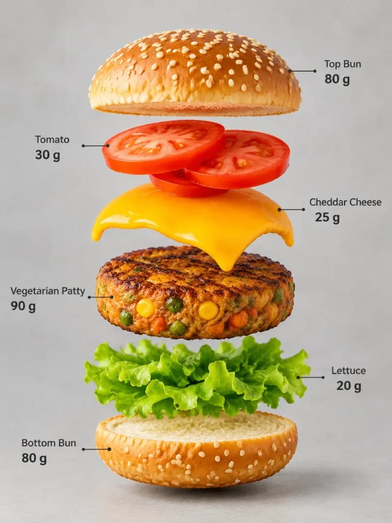 Exploded View Vegetarian Burger Infographic