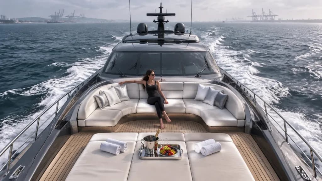 Woman on Modern Yacht Bow